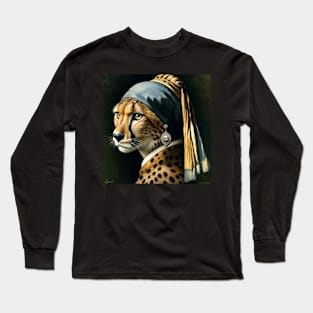 Wildlife Conservation - Pearl Earring Cheetah Meme Long Sleeve T-Shirt